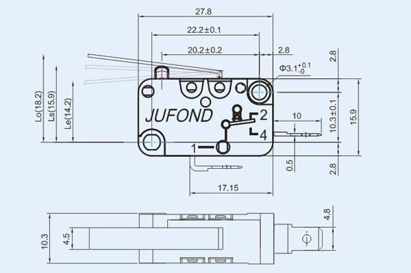 SW3系列微動(dòng)開(kāi)關(guān)13-4尺寸圖