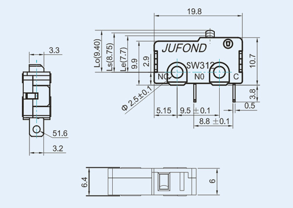 SW312系列微動開關07-4尺寸圖