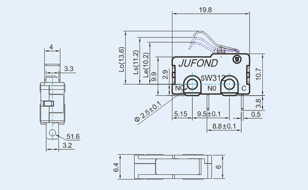SW312系列微動開關09-4尺寸圖