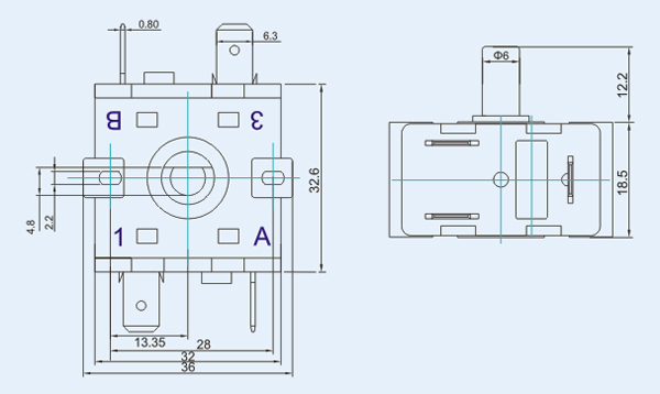 RS6系列旋轉開關21-1尺寸圖