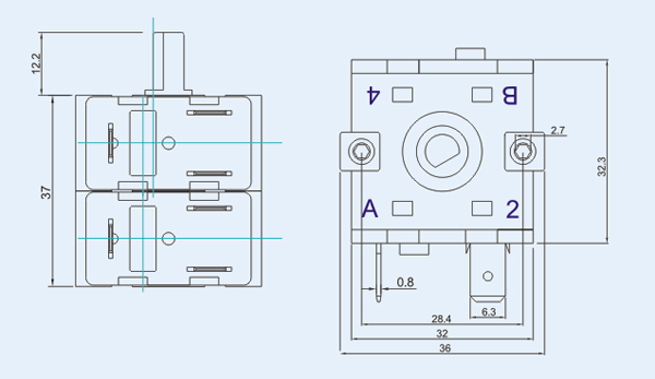 RS6系列旋轉開關21-4尺寸圖